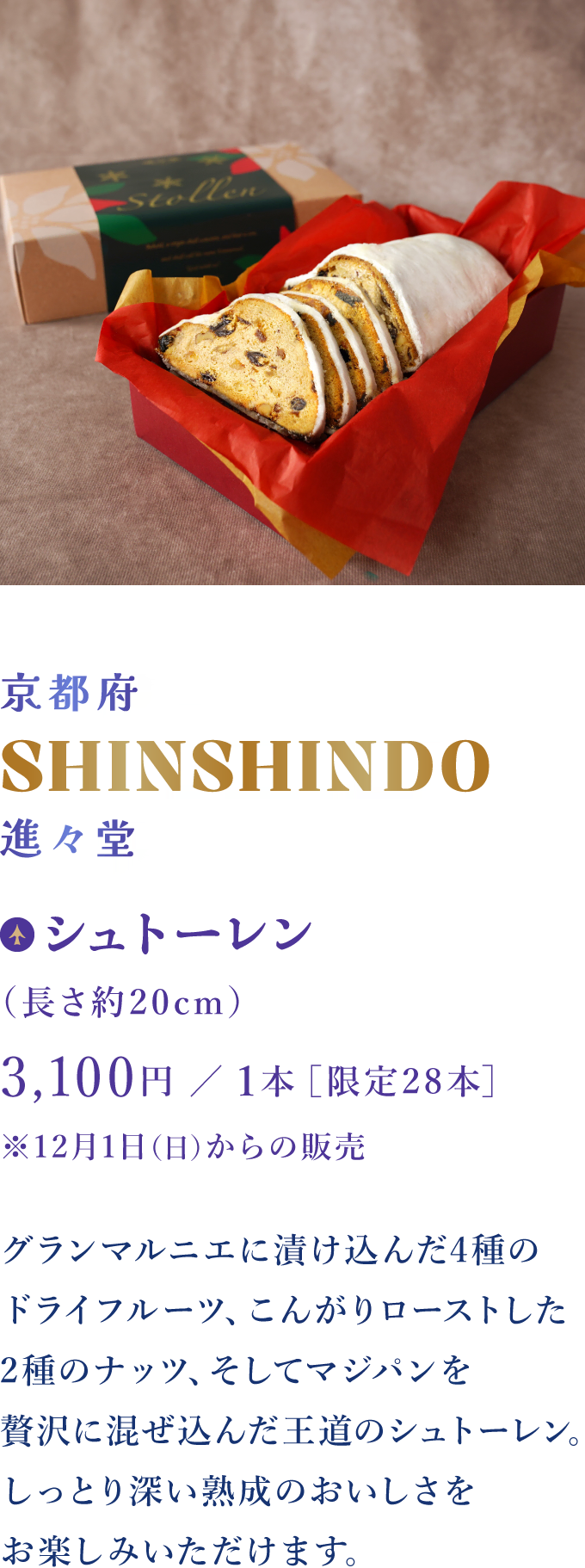 京都府 SHINSHINDO 進々堂：シュトーレン