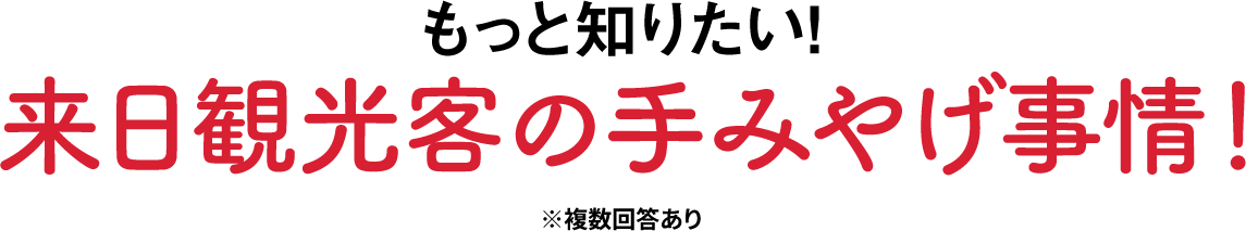 もっと知りたい！来日観光客の手みやげ事情！※複数回答あり