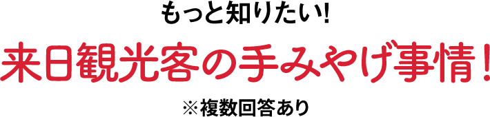 もっと知りたい！来日観光客の手みやげ事情！※複数回答あり